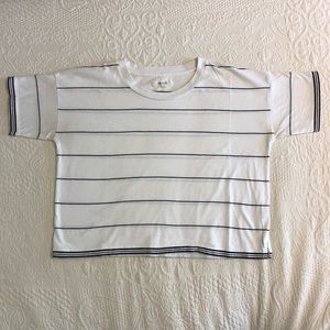 Madewell White and Black Striped Short Sleeve Tee